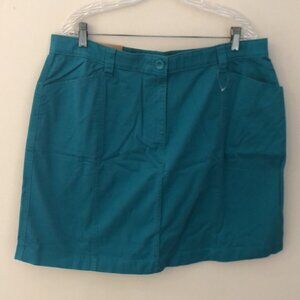 L.L. Bean Teal blue Classic Fit mini skirt front back pockets Plus SZ 20 petite